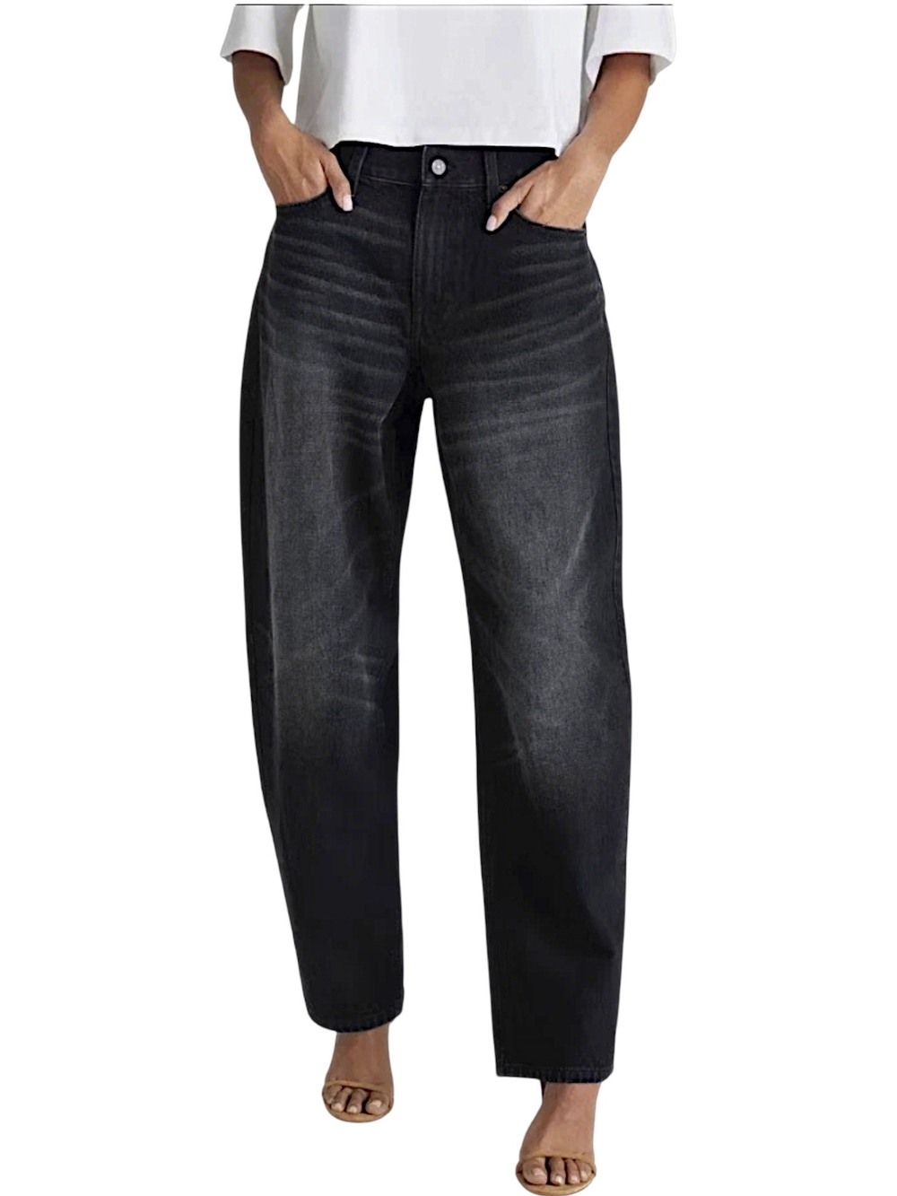 KBB by KAHLANA Women's Mid-Rise Wide Leg 'The Kahlana Jean' Black Denim 10